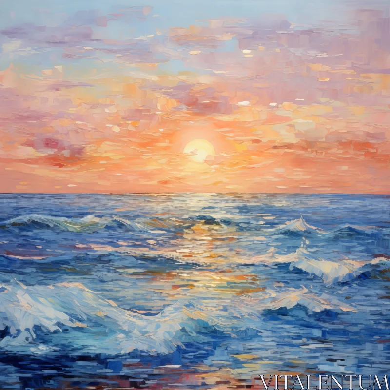 Sunrise Over the Ocean: A Study in Realistic Impressionism AI Image