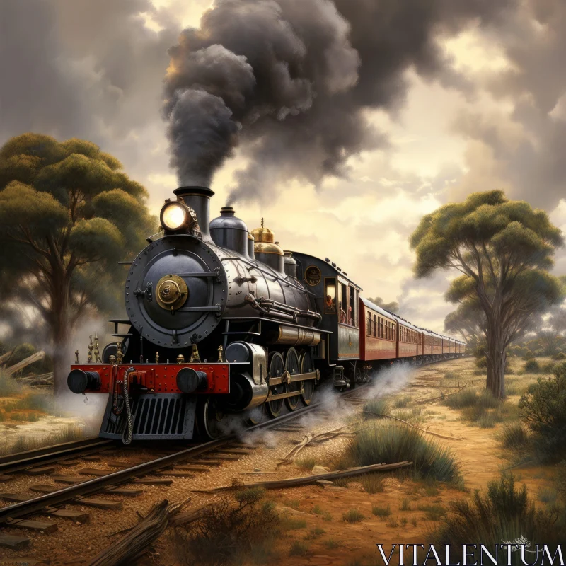 AI ART Victorian Era Train Journey in Australian Landscape