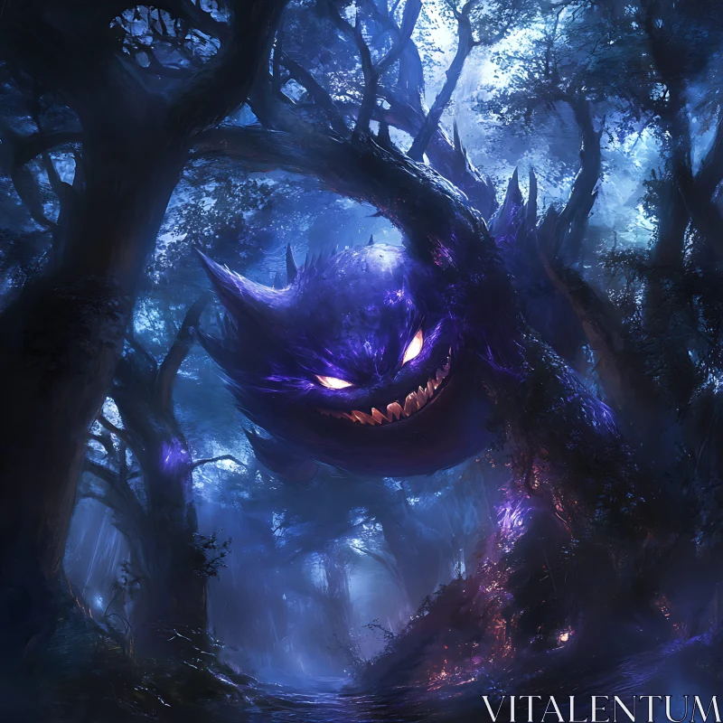 Glowing-Eyed Creature Haunting the Forest