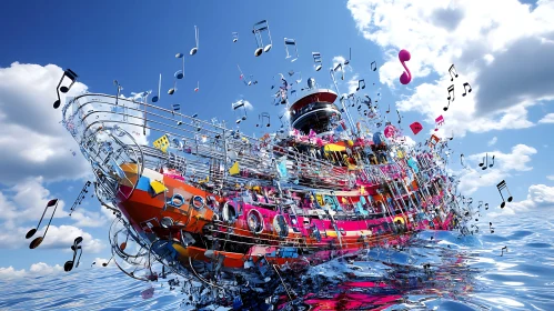 Musical Ship on Ocean