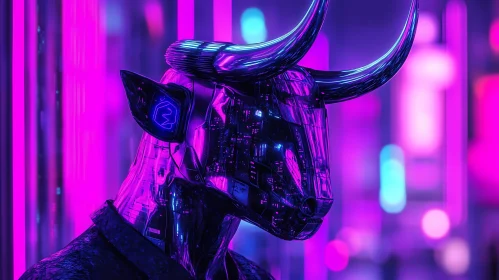 Cyberpunk Robot Bull with Neon Lights