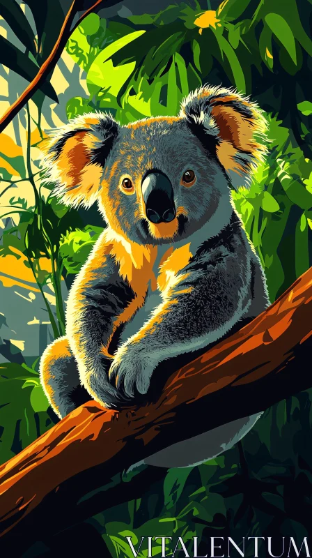 AI ART Koala Amidst Forest Foliage