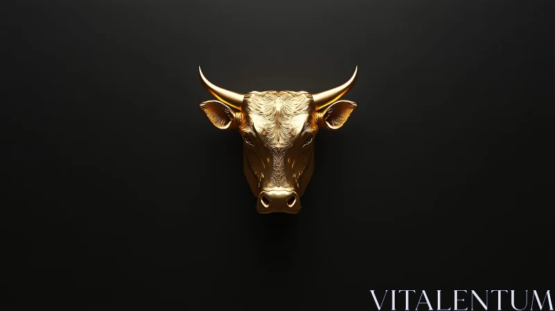 Luxurious Golden Bull Head Artwork