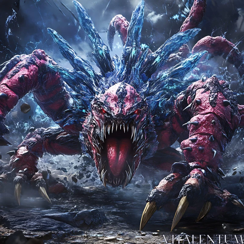 AI ART Deadly Mythical Beast in Stormy Setting