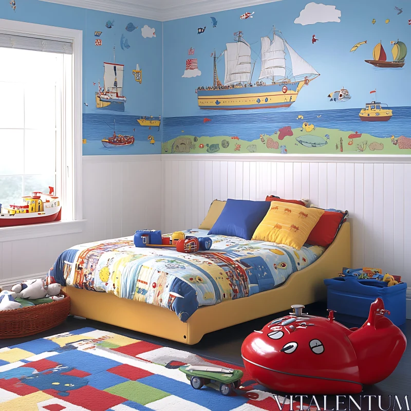 AI ART Nautical Kids Room Decor with Sea Murals