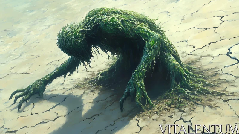 AI ART Mysterious Vine Creature in Arid Landscape