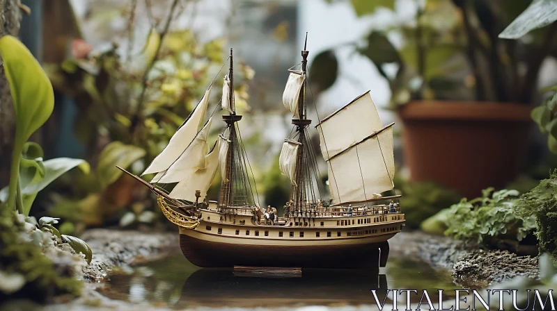 Enchanting Miniature Ship Display AI Image