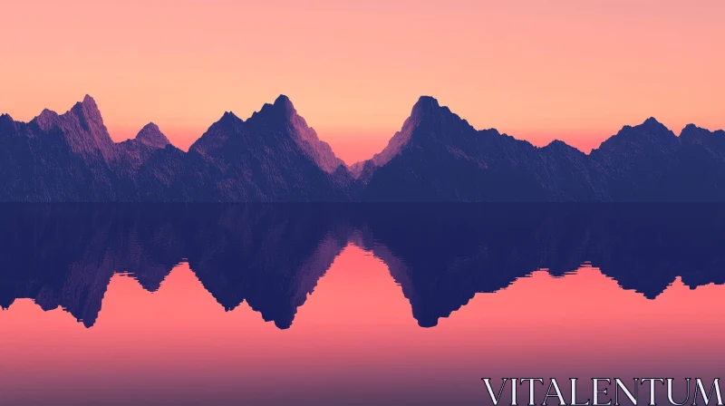 Sunset Mountain Reflection AI Image