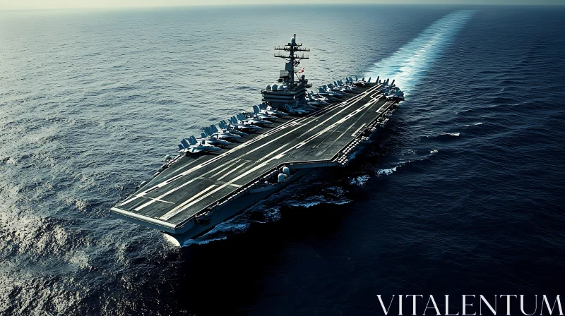 Majestic Aircraft Carrier on the Sea AI Image