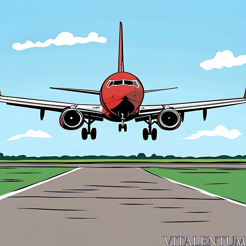 AI ART Graphic Art of Airplane Approaching Runway