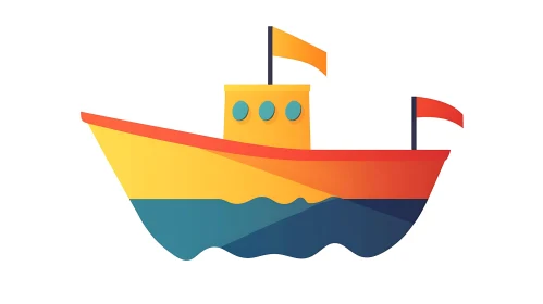 Vibrant Boat Illustration with Varied Colors