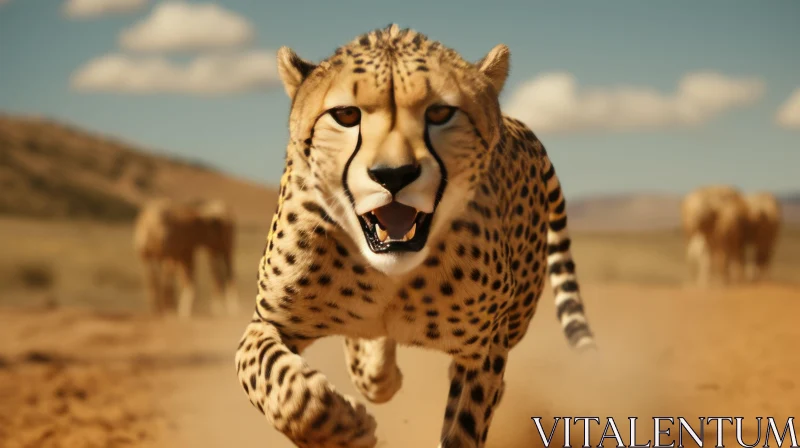 Cheetah in Motion: An Intense Expression Captured in Photo-realistic Art AI Image