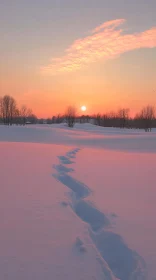 Dusk Over Snow-covered Field