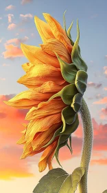 Sunflower in Full Bloom at Sunset