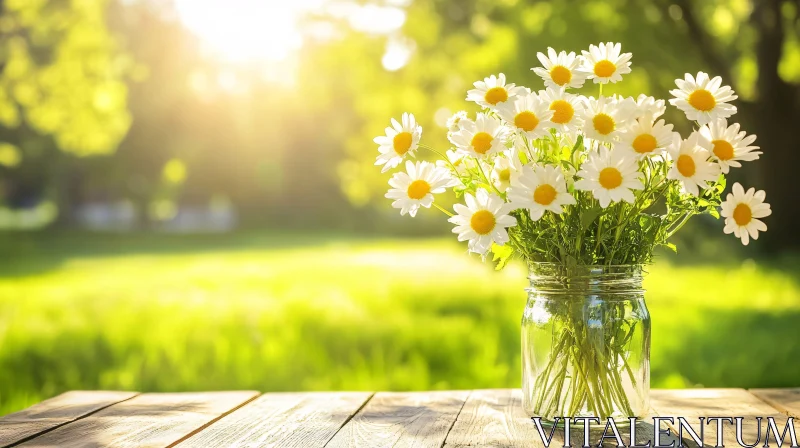 AI ART Vibrant Daisies in Glass Jar