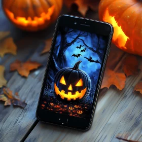 Spooky Jack-o'-lantern on Smartphone