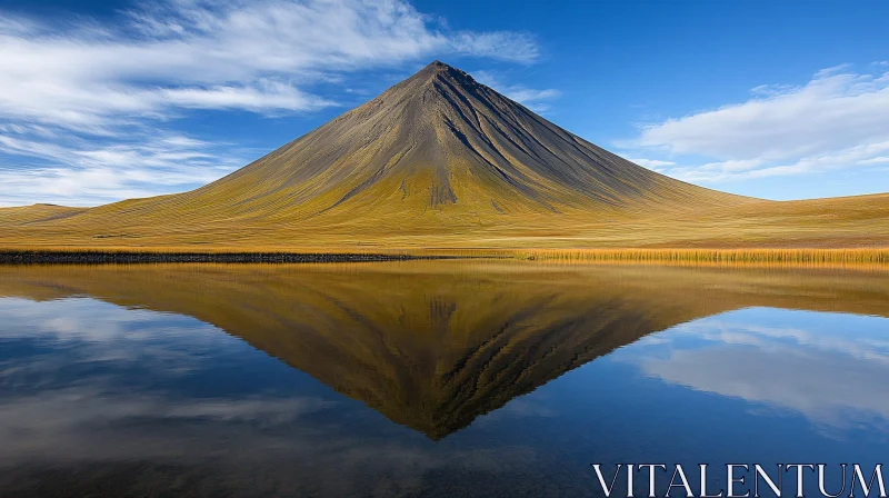 AI ART Tranquil Mountain Scene with Lake Reflection