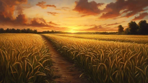 Golden Wheat Field at Dusk