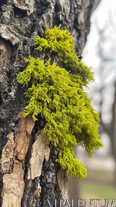 AI ART Detailed View of Tree Moss