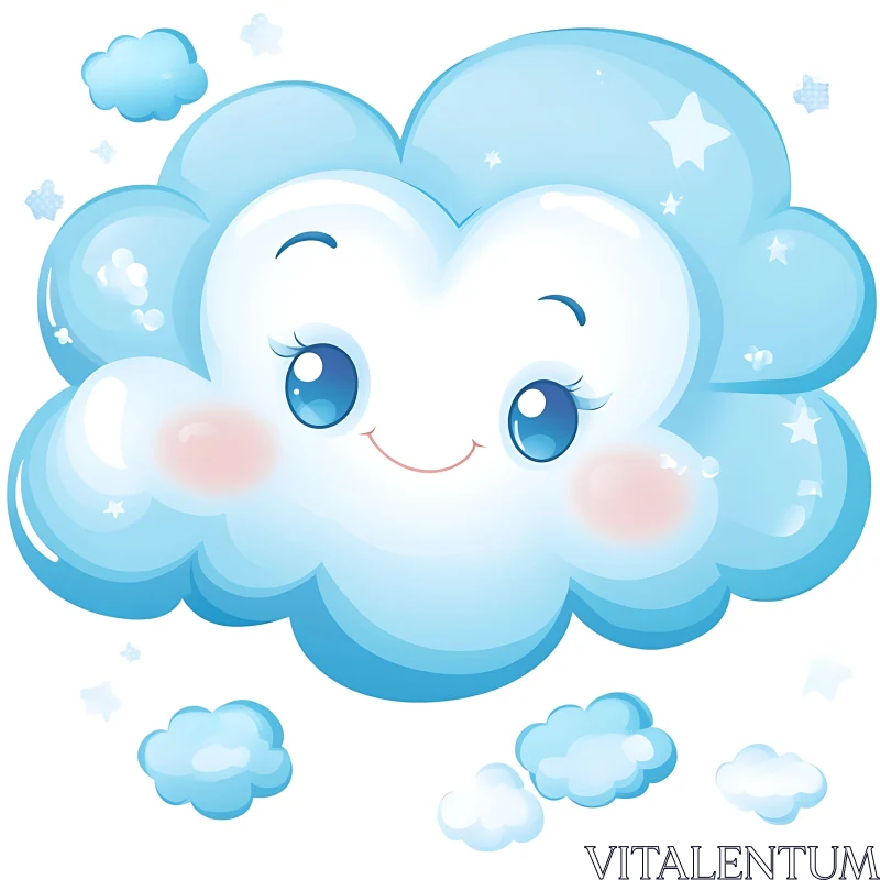 Adorable Cartoon Cloud with Smile AI Image