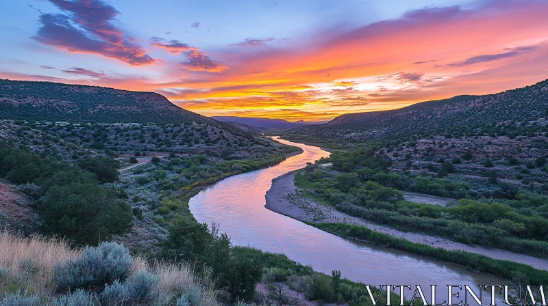 AI ART Picturesque River at Dusk