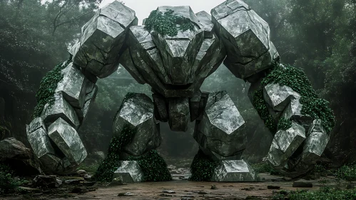 Mysterious Stone Golem Covered in Ivy