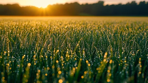 Sunlit Dew Drenched Grass