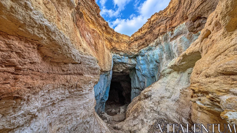 Colorful Rock Formation and Cave AI Image