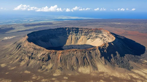 Majestic Volcanic Crater Aerial Shot