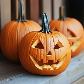 Intricately Carved Halloween Pumpkins