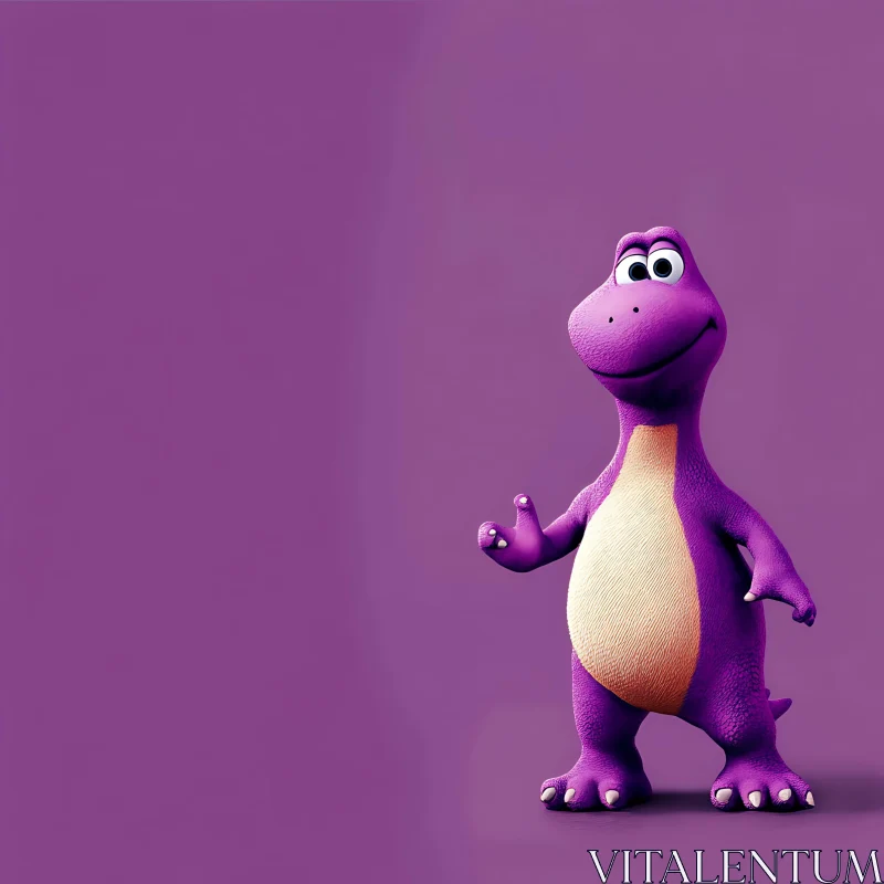 Friendly Purple Dino with Expressive Eyes AI Image