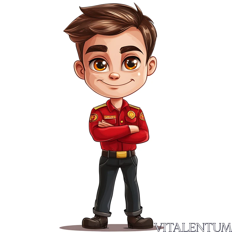 Cartoon Character of a Confident Boy AI Image