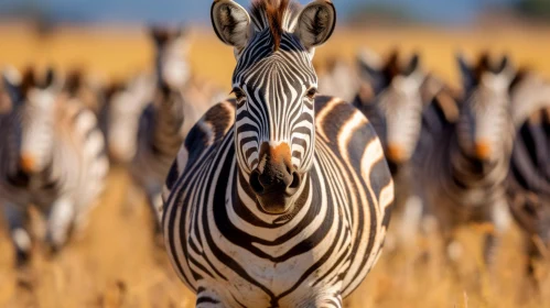 Captivating Zebra Portrait in Dusty Field