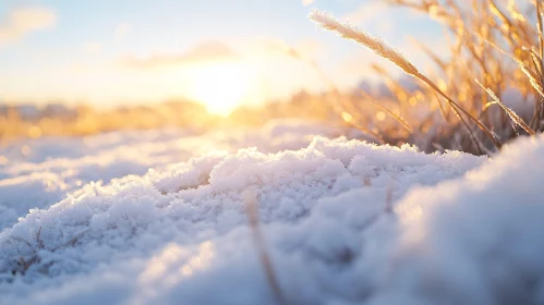 Morning Sunlight Over Frost-Covered Landscape