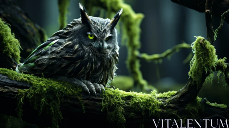 Dark Fantasy Owl in Forest - Mysterious and Enigmatic AI Image