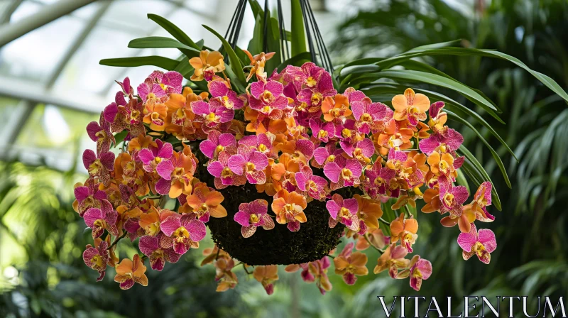 AI ART Vibrant Hanging Basket of Orchids