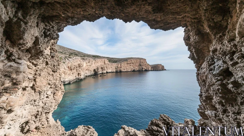 AI ART Ocean View Through Coastal Cave