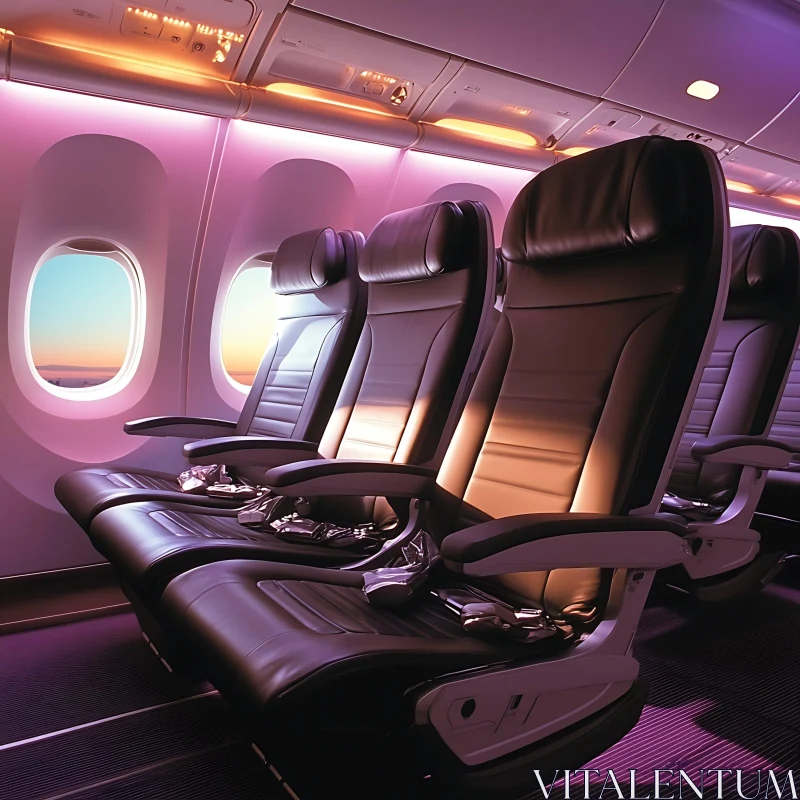 Modern Aircraft Cabin with Leather Seats AI Image