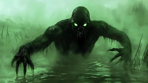 Eerie Swamp Creature with Glowing Eyes