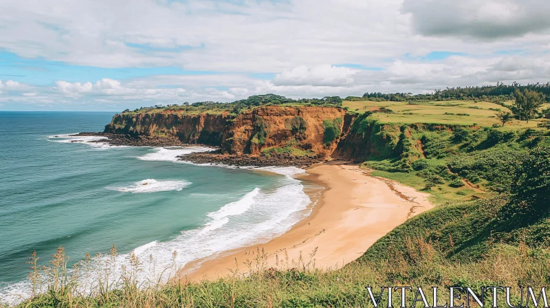 AI ART Pristine Shores and Towering Cliffs by the Ocean