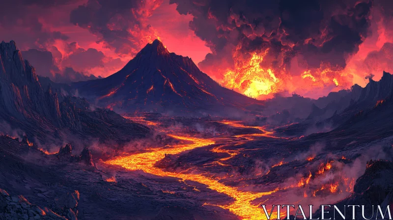 Molten Lava Landscape AI Image