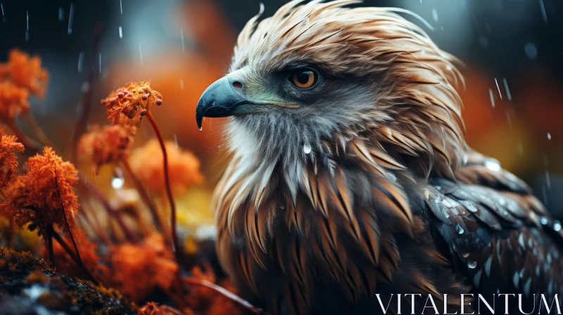 Eagle in Rain: Nature-Inspired Art Nouveau AI Image