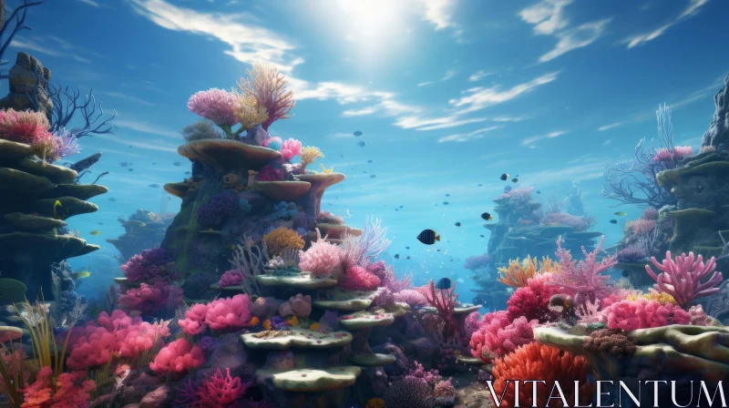 Underwater Coral Reef: A Colorful Fantasy Realism Depiction AI Image