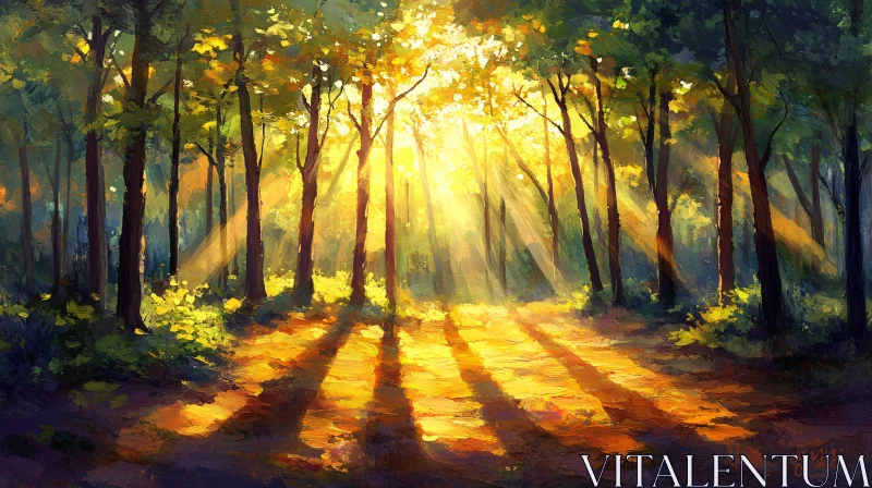 AI ART Morning Sunshine in Enchanted Forest