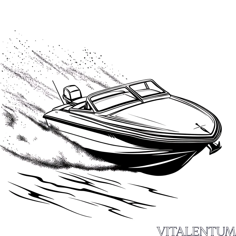 Ink Drawing of a Speedboat AI Image