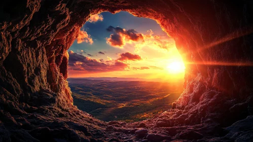 Cave View of a Glorious Sunset