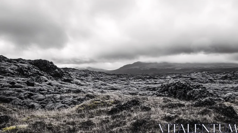 AI ART Dark Lava Fields in Barren Terrain