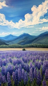 Lavender Blossoms with Scenic Mountain Backdrop