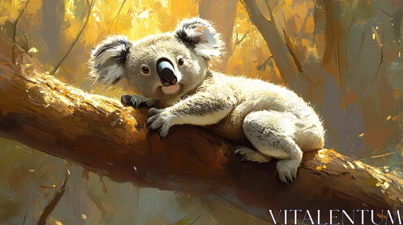 Peaceful Koala on Tree AI Image