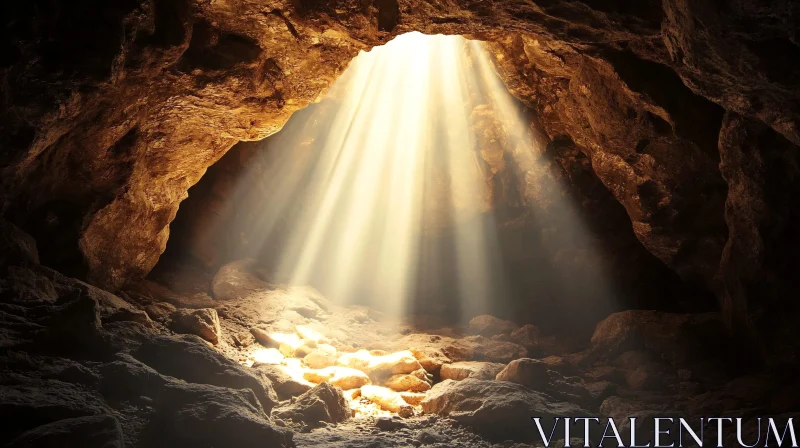 AI ART Beams of Sunlight Shining into a Cave